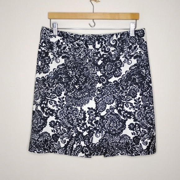 VTG Talbots Paisley A-Line Skirt 10 Black/White - Picture 3 of 8